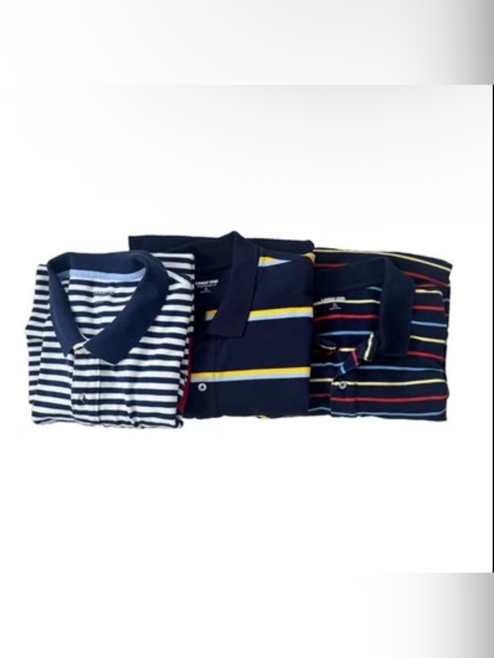 Lot of 3 Lands' End Polo Shirts Mens XL Traditional Fit Striped Short Sleeve